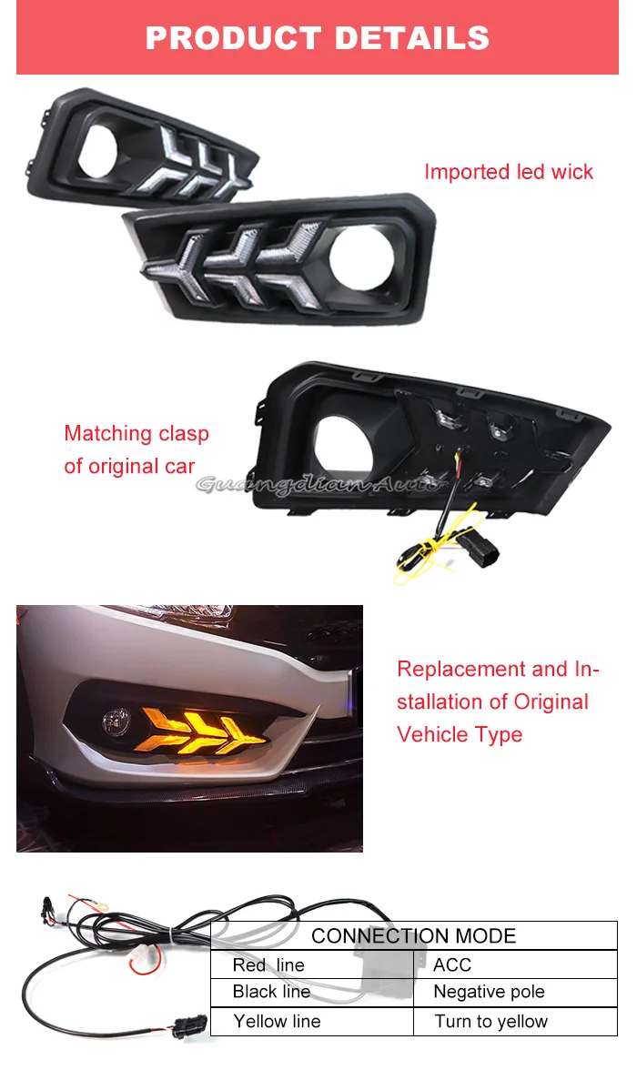 Tcart автомобильный DRL светодиодный фонарь дневного света для Honda Amaze с функцией поворота желтого сигнала Светодиодный противотуманный фонарь