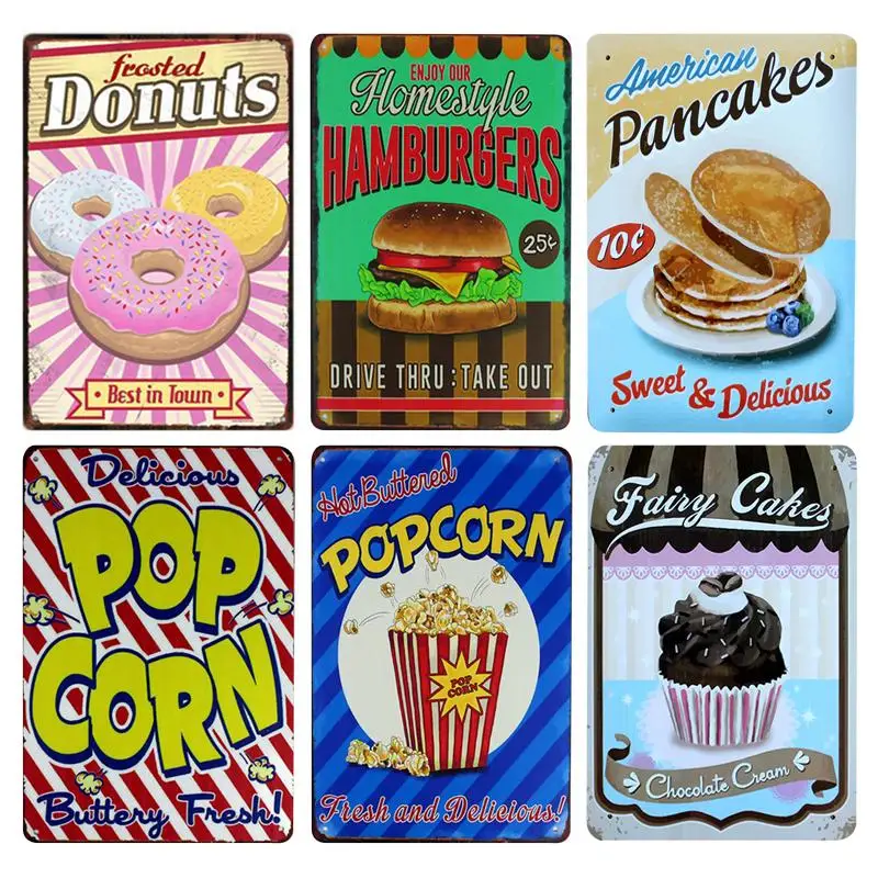 Delicious Food Metal Plate Wall Decor Metal Sign Vintage Restaurant