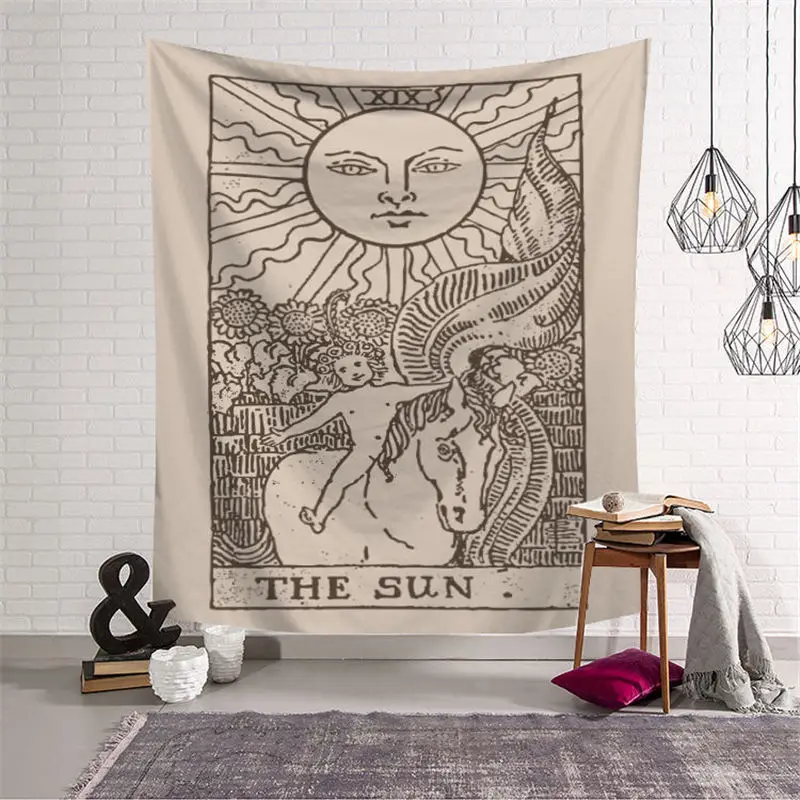 

Nodic Tarot Print Large Tapestry Hippie India Mandala Bedspread Throw Blanket Beach Mat Witchcraft Wall Hanging Carpet Home Deco