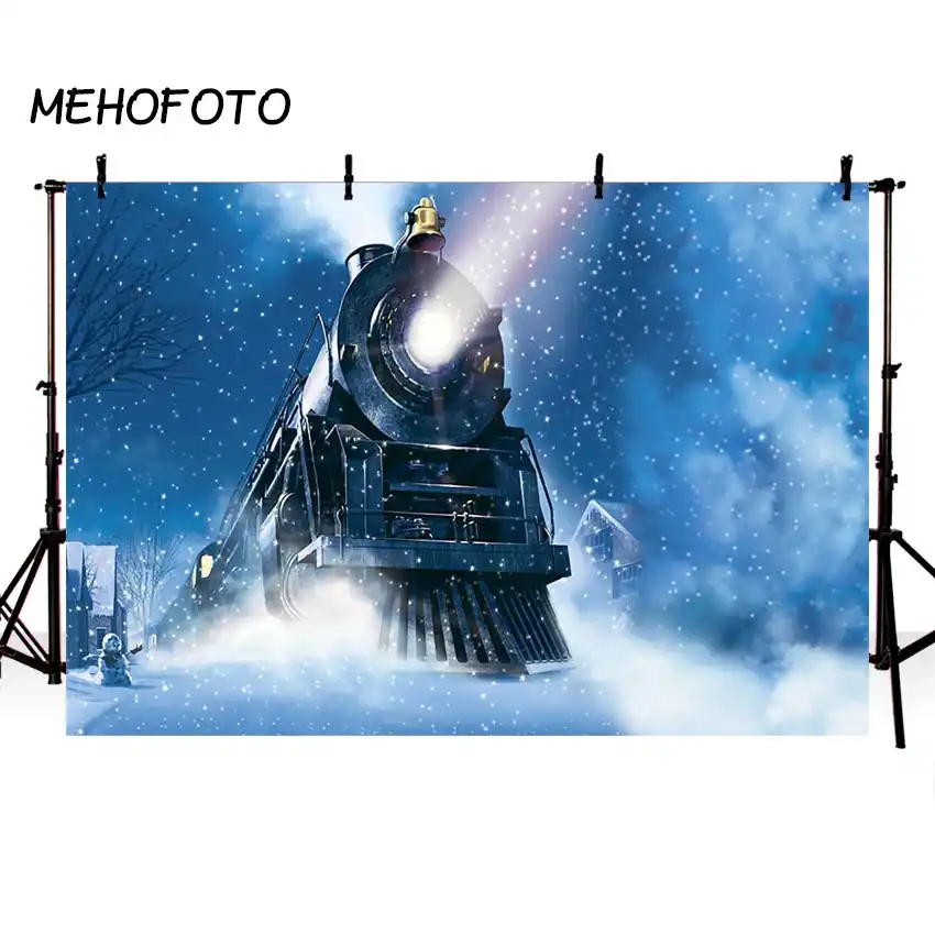 Christmas Train Photography Backdrop Polar Express Santa Claus