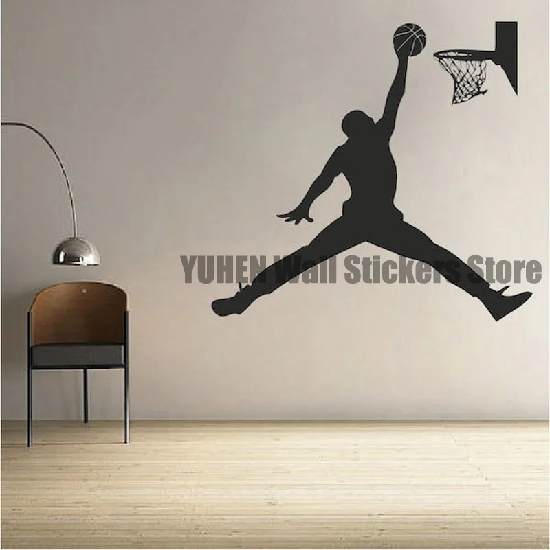 Basketball Player Wall Sticker Jordan Basketball Dunk Action Design
