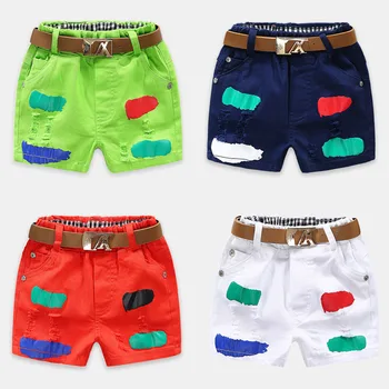 

2 3 4 5 6 7 Years Summer Baby Boys Shorts White Denim Painted Trousers for Toddler Infant Kids Short Pants fit Summer 2019