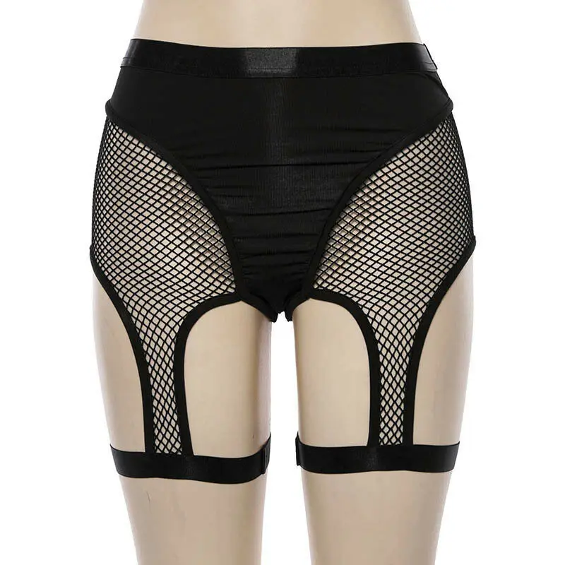 

Women's Elastic Fishnet Waisted Booty Shorts See Through Triangle Brief Women's See Through Sheer Mesh Legging Pant Bottom Cover
