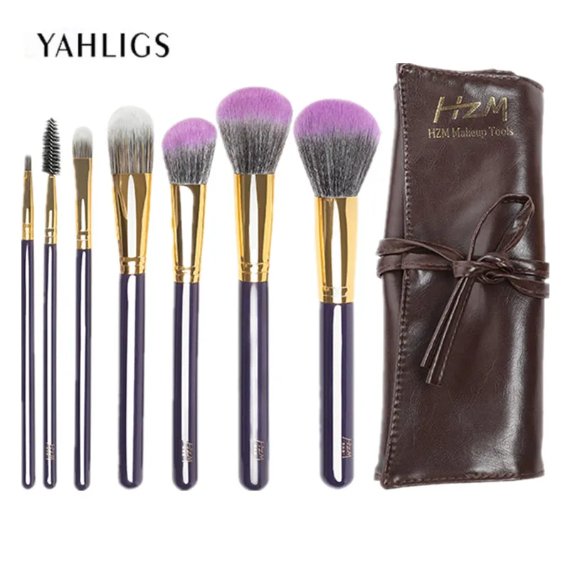 

YAHLIGS New Fashion Women Brushes 7pc Foundation Eyeshadow Eyeliner Lips Brush Makeup Set Tools Maquiagem Brush With PU Bag YA43