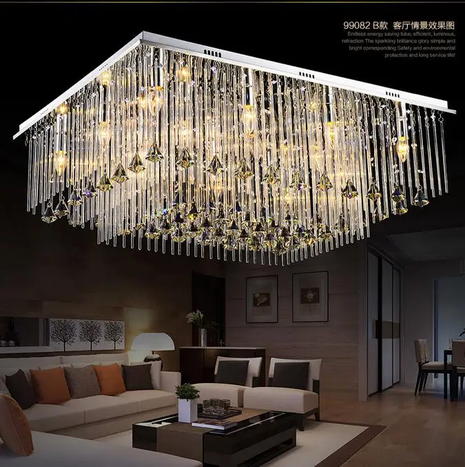 

led crystal lamp modern minimalist restaurant rectangular living room ceiling lamp lighting lamps bedroom
