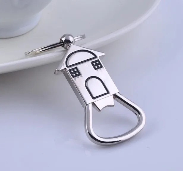 House Shaped Bottle Opener Keychain shaped zinc alloy Silver Color Key