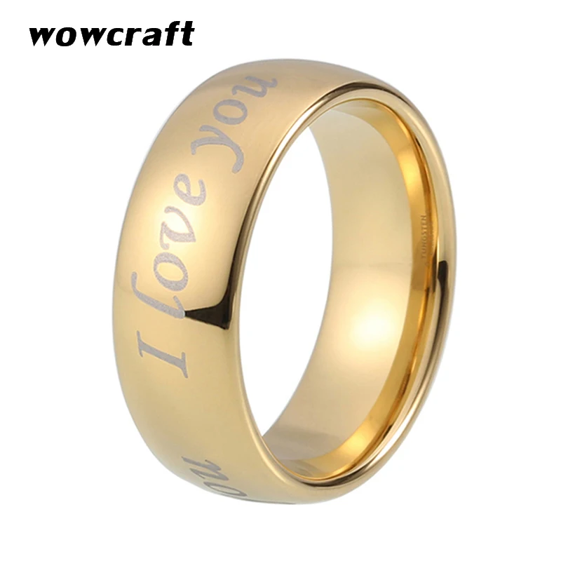

Tungsten Carbide Rings Gold Couple Wedding Ring Bands Domed Laser Engraved