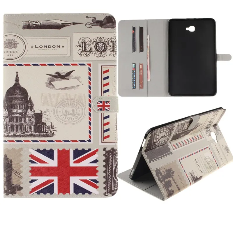 Luxury 2 Leavies PU Leather Case for Samsung Galaxy Tab A 10.1 2016 Case  T585 T580 T580N Case Stand Flip Wallet Tablet Cover (50)