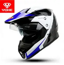 2017 New Fashion YOHE Cross-country Motorcycle helmet Double lens Off-road racing helmet winter motorbike helmets