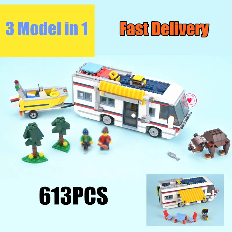 

DECOOL 3117 City Creator 3 in 1 Vacation Getaways Model Building Blocks Enlighten DIY Figure Toys For Children Compatible Legoe