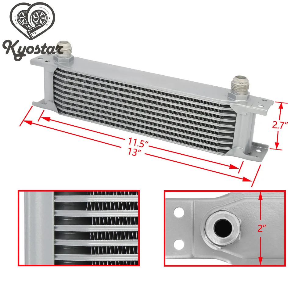 

British Type 10 Row 10AN Engine Transmission Oil Cooler Kit Universal Aluminum Racing Car Oil Cooler Core Silver Black