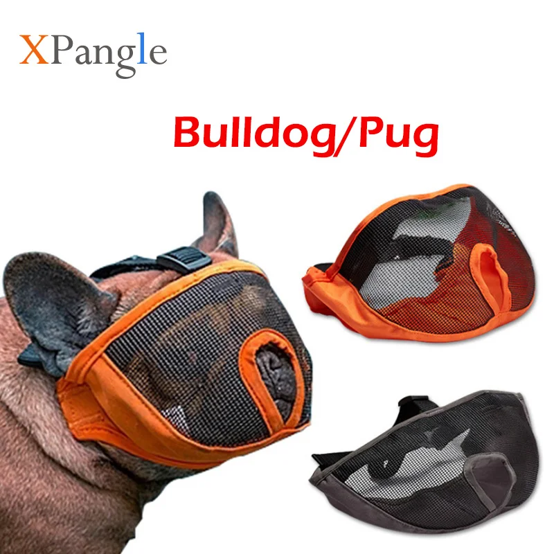 Dog Muzzle for Bulldog Pug Shar pei Short Mouth Pet Muzzles Adjustable