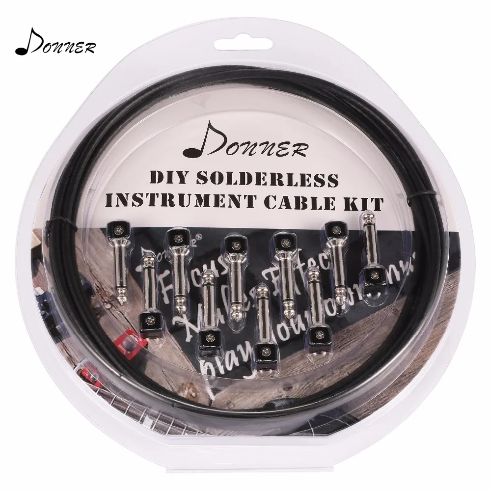

Donner Solderless Instrument Guitar Cable Kit Pedalboard Pedal Patch Cable Board Copper Customer DIY 10 Feet 10 1/4" TS Plugs