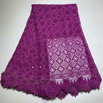 

Latest Purple African Net Lace Fabric 2019 High Quality French 100% Cotton Embroidery Mesh Guipure Laces Fabrics 5Yard/Lot A1923