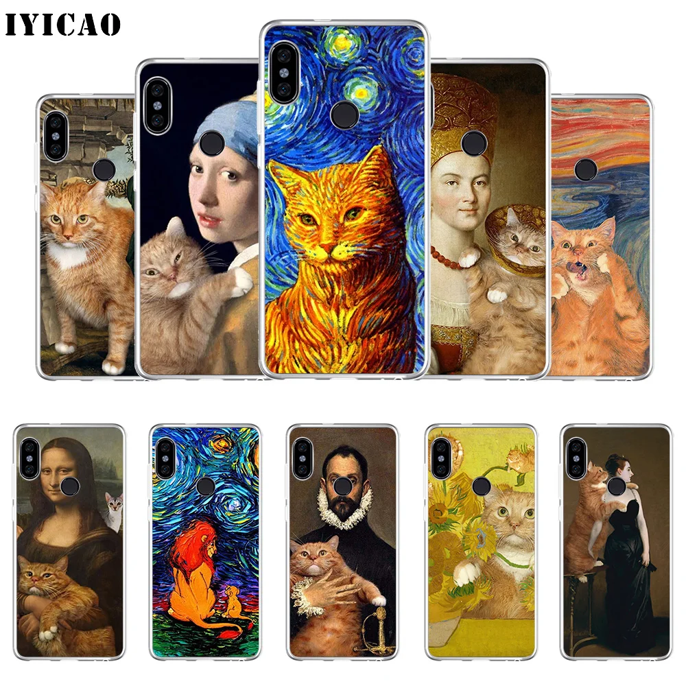 

IYICAO Famous painting Orange cat Soft Silicone Phone Case for Xiaomi Mi 9 8 SE Mi 6 Mi A1 A2 Lite F1 MIX2S MIX3 TPU Cover