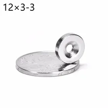 100 шт 12x3 мм отверстие: 3 мм N50 супер сильные Круглые неодимовые кольцо с потайной головкой редкоземельные магниты 12*3 отверстия 3 мм