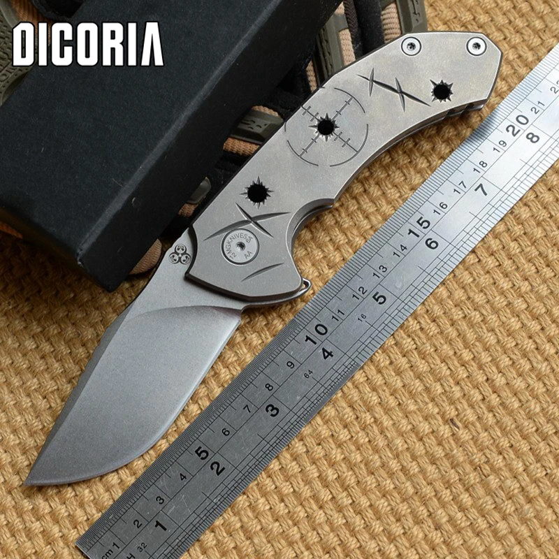 

DICORIA Tyrant N690 blade Tactical ball Bearing TC4 titanium handl folding knife camping hunt outdoor survival knives EDC tool