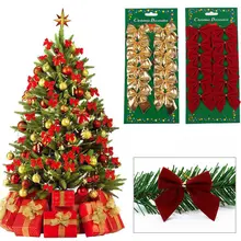 Для дома новогодние вечерние товары красное золото серебро цветное рождественнское дерево украшение бант рождественские банты для украшения декора