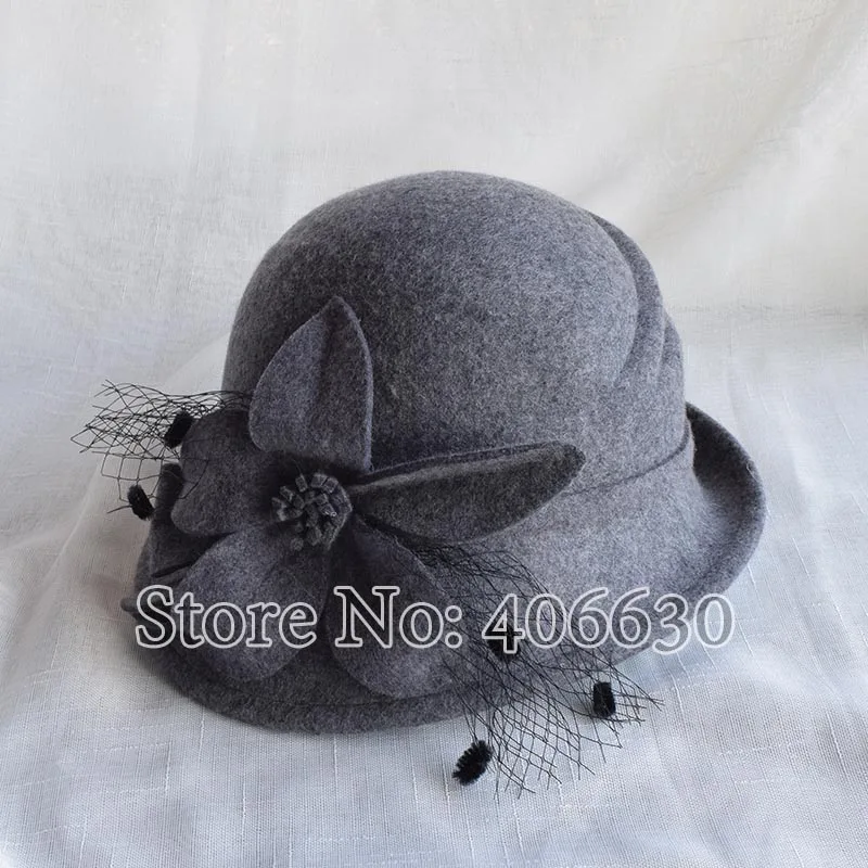 LongBaiLi Зимние новые модные черные шерстяные фетровые шляпы с цветочным принтом, женские шляпы, SADW007