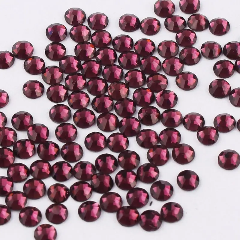 

SS3-SS34 Dark Amethyst Shiny 3D Nail Art Rhinestone Non Hotfix Flatback Glue On Rhinestones For DIY Nail Art