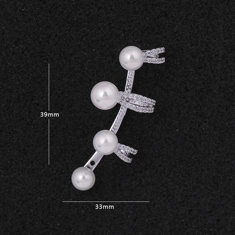 

Unique Style Single Piece Cubic Zirconia Faux Pearl 2 in 1 Ear Wrap Climber Cuff Earrings for Women Elegant jewelry ladies gift