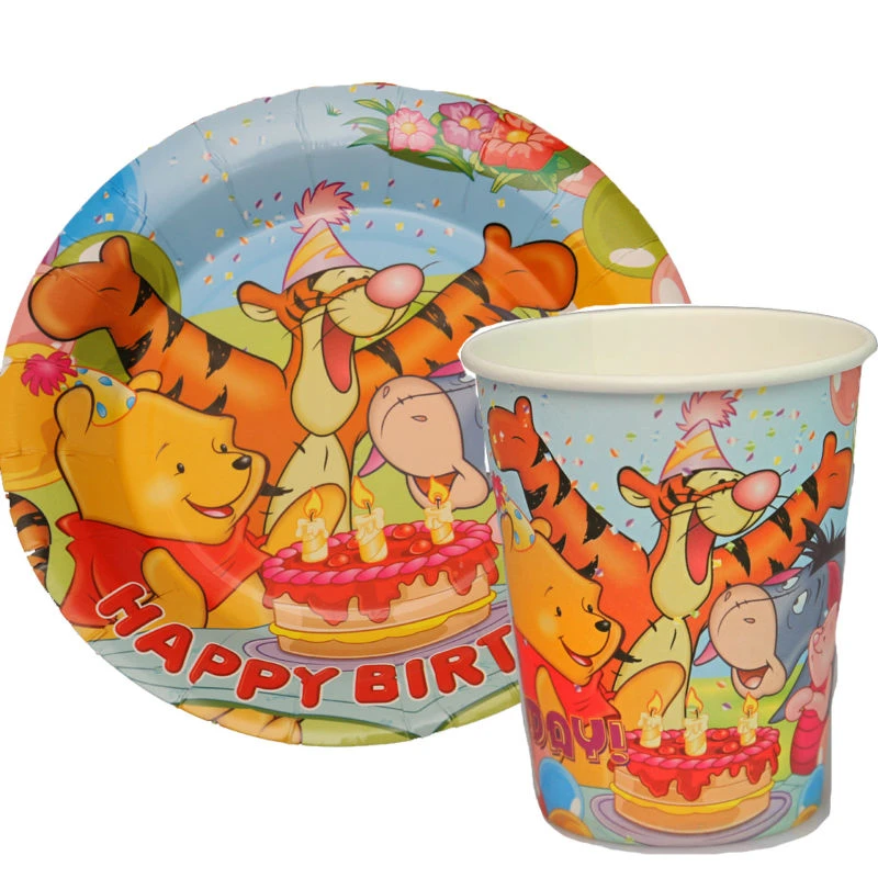 100個くまのプーさんティガー紙皿やカップ使い捨てケーキパンベビーシャワーの誕生日パーティーの装飾子供 Paper Plates And Cups Plates And Cupscake Pan Aliexpress