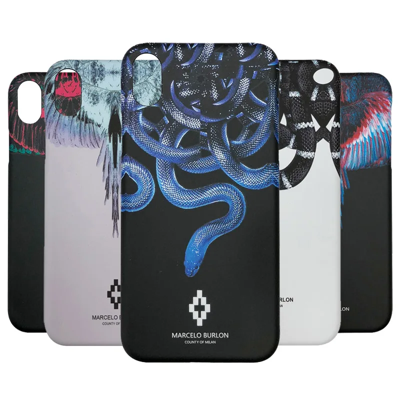 

Phone Cases for iPhone 7 8 Plus X XS Animal Wing Tiger Snake Marcelo Burlon Case PC Hard Cover Marcelo Case For iPhone 6 6S Plus