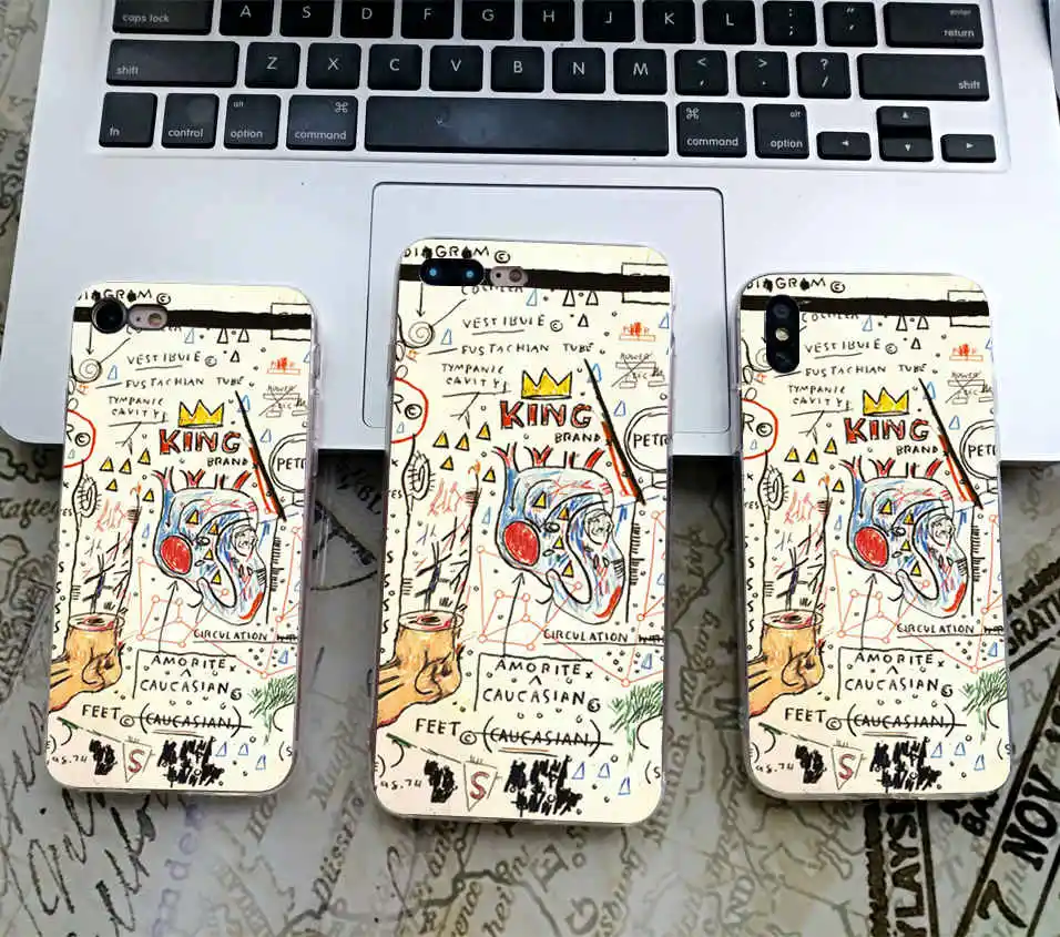 Minason, художественный чехол с граффити Jean Michel Basquiat для iPhone X, 5 S, 5S, XR, XS Max, 6, 6 S, 7, 8 Plus, мягкий силиконовый чехол для телефона, Fundas