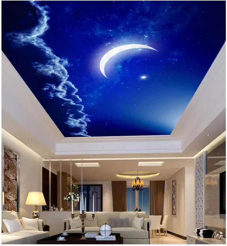 Home Decoration Night sky ceiling month Custom 3d photo wall paper