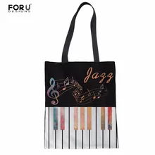 FORUDESIGNS Large Capacity Handbag Music Notes with Piano Keyboard Women Tote Shoulder Bags School Girls Storage Crossbody Bags