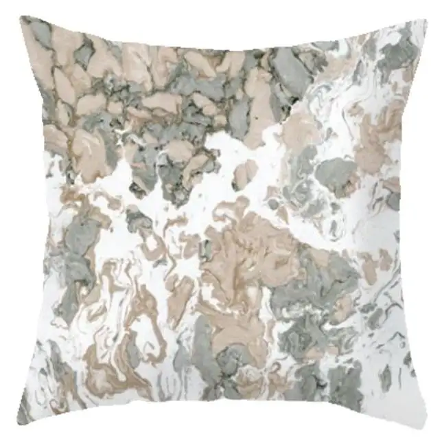 Современная серая гофрированная мраморная Подушка с геометрическим принтом, абстрактное искусство, плюшевая подушка для спальни, гостиной, дивана - Цвет: A1