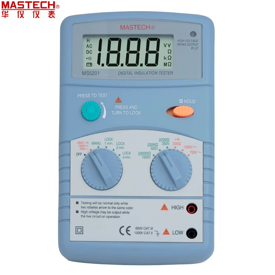 

2017 New MasTech MS5201 Digital Insulation Resistance Tester Megger Megometro Mega Ohm Sound and Light Alarm Genuine