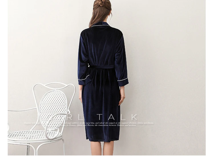 Men Women's Sleep Lounge Robes Gold Velvet Autumn Nightgrowns Couple Robe Bathrobe Male Female Dressing Gown Lounge Homewear 8 (2)