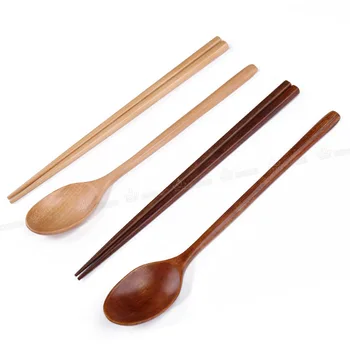 

4 Pcs Wooden tableware cooktops wood dinnerware sets Japan style wood long-handled set