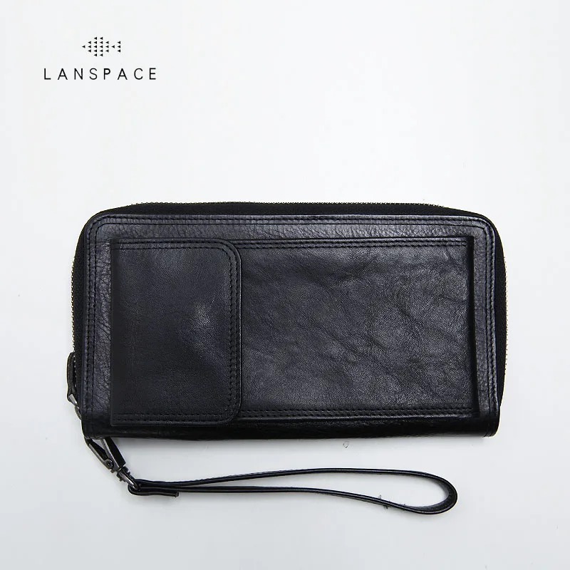 

LANSPACE men's leather wallet fashion coin purses holders famous brand purse