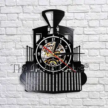

Steam Locomotive Vintage Decorative Wall Clock Vinyl Clock Locomotive Train Wall Mounted Clocks Wall Decor Home Clocks