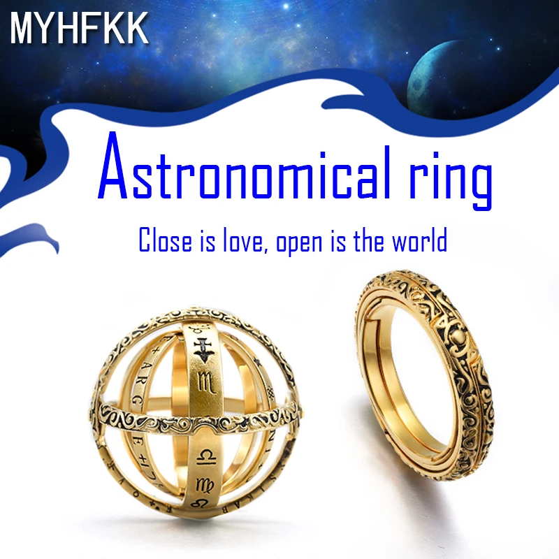 

MYHFKK2019 hot sale astronomical spherical ball ring universe ring couple ladies ring couple jewelry birthday gift ideas JZ048