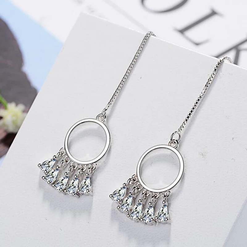 round circel long  tassel earrings (7)