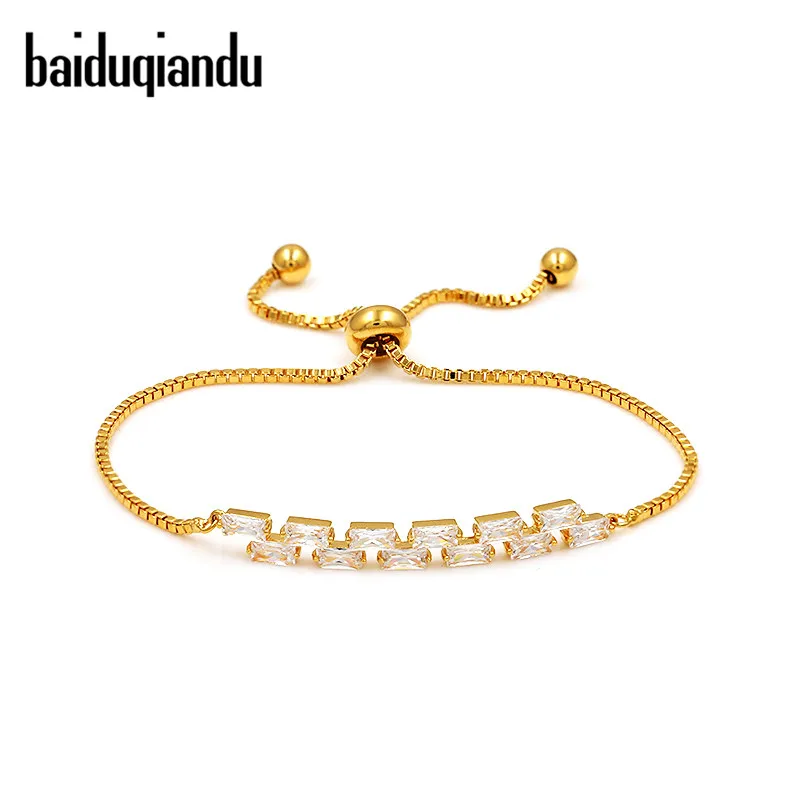 

baiduqiandu Adjustable Chain Rose Gold Silver Cubic Bracelet&Bangles For Women Girls Gift Jewelry Braceletes pulseras bracciali