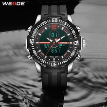 WEIDE Men Sport Fashion Luxury Alarm Military Army digital display Rubber Belt Analog Quartz Wristwatches Waterproof Clock Hours weide brand big dial army military japan quartz watch movement analog digital display water resistant leather strap alarm clock