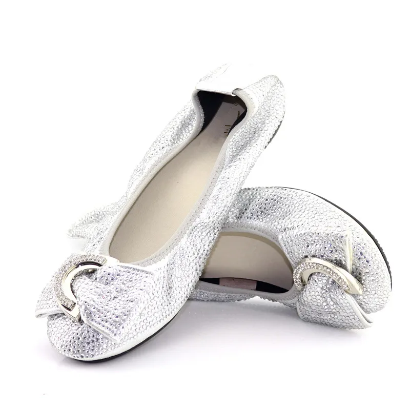 Итальянская модная дизайнерская обувь на плоской подошве с блестящей аппликацией из кристаллов; обувь хорошего качества; не подходящая сумка в африканском стиле; цвет оранжевый - Цвет: Silver