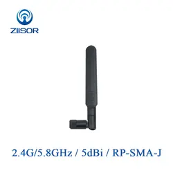 2 шт. Ziisor 2,4 г 5,8 Г Двухдиапазонная плоская антенна 5dBi Гибкая 90 ° Omni RP-SMA-J внутреннее отверстие wifi маршрутизатор 2400 м 5800 м Z06-BWFSRJ