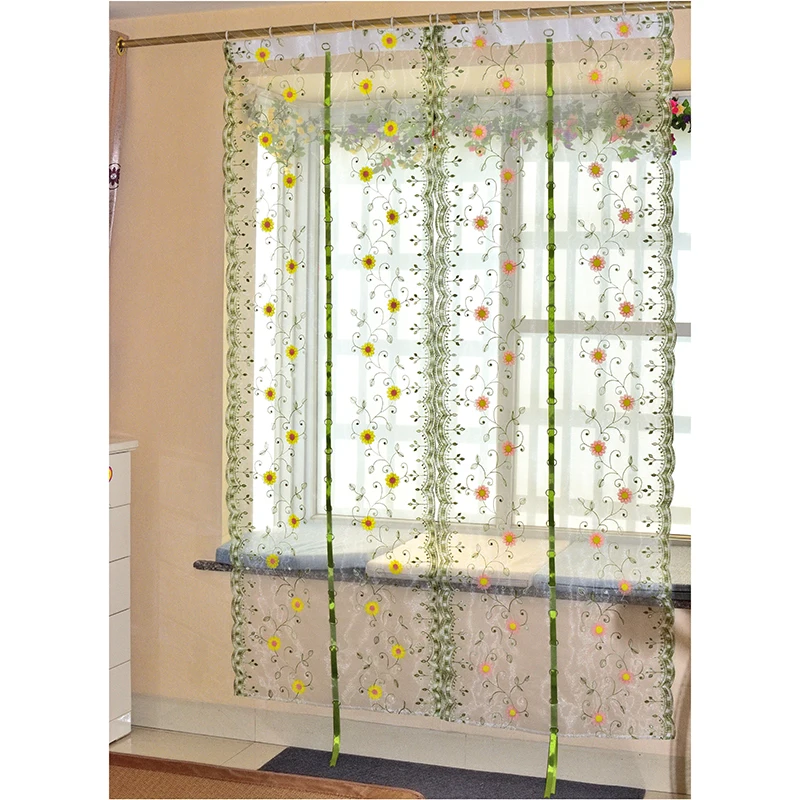 Organza embroidery pattern Flowers balloon curtain tulle blinds Sadoun.com