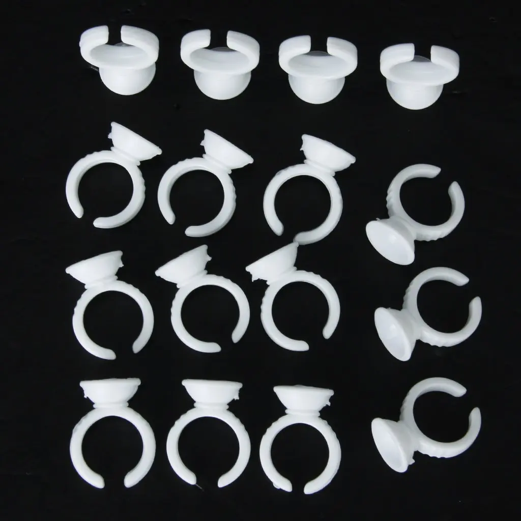 

HHFF New 100pcs White Tattoo Adhesive Pigment Holders Ring Disposable Eyelash Extension Glue Holder 13mm
