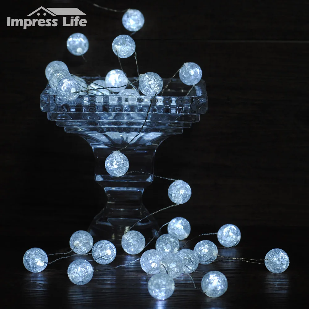 String Lights Decorations LED Fairy Crystal Ball Beads 10ft Remote
