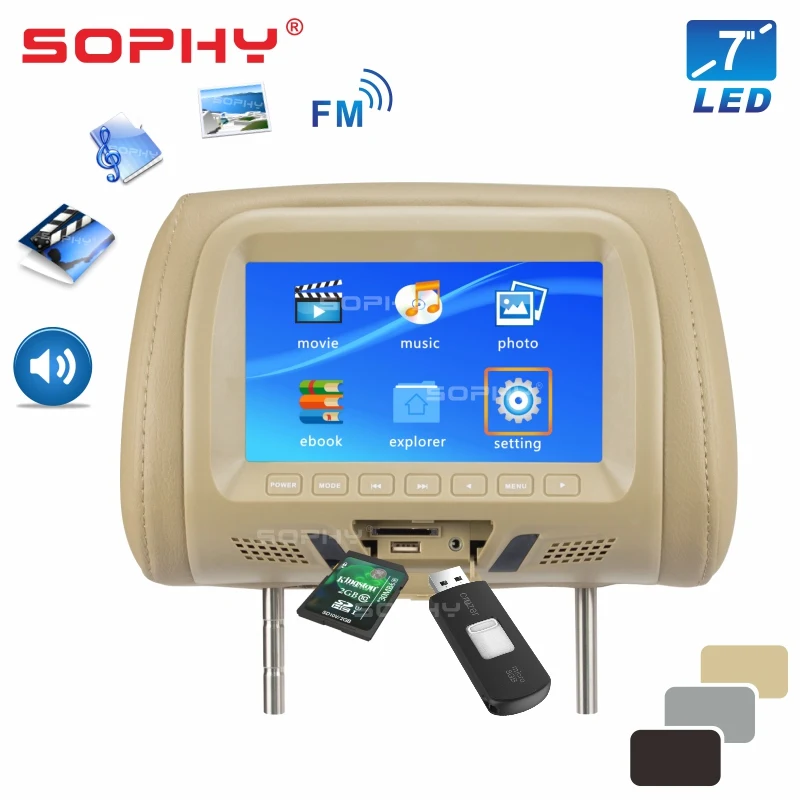 Skup Uniwersalny 7 cali samochód zagłówek ekran tylne siedzenie multimedia do rozrywki odtwarzacz ogólne AV USB SD MP4 7048