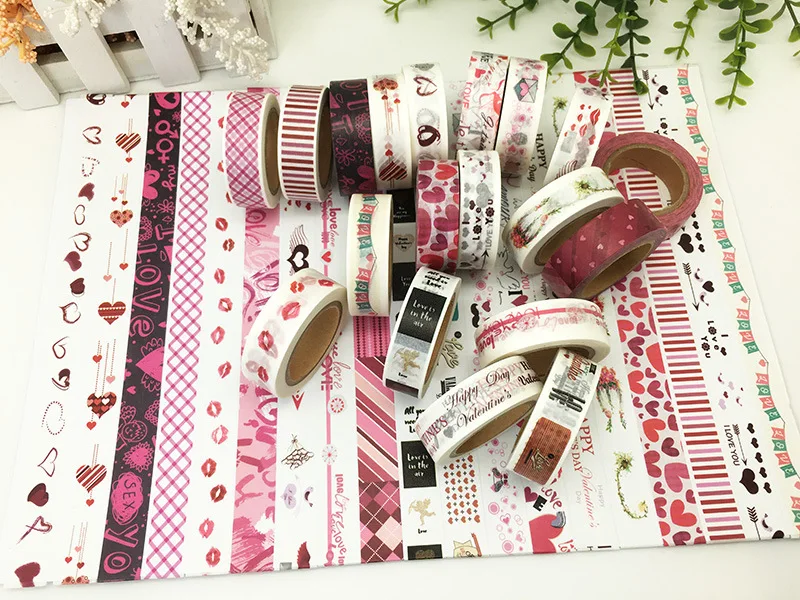 20 дизайнов День Святого Валентина любовь поцелуй сердце узор японский Васи декоративный клей DIY маскирующая бумага лента этикетка наклейка подарок