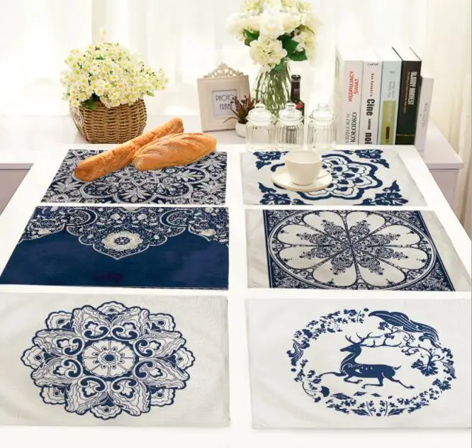 Printed Linen Placemat Place mat Table Mat chinese style polyester