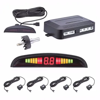 

LED Display Car Radar Detector Vehicle Reverse Backup Radar System BiBi Sound Alarm with 4 Parking Sensors