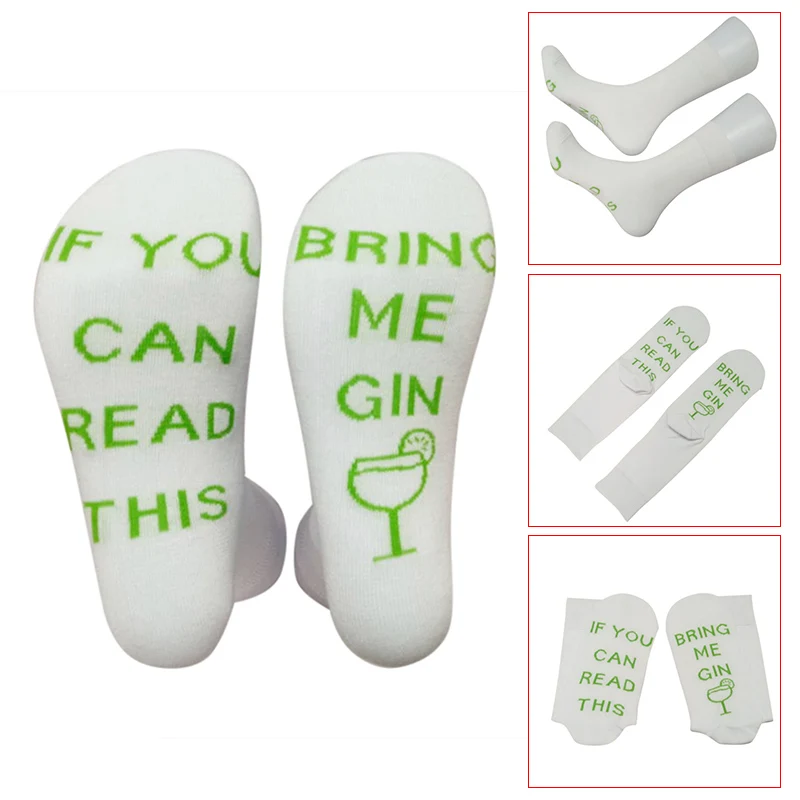 #*Cheap Droppshiping 1 Pair Socks If You Can Read This Bring Me Gin Funny Breathable Elasticity for Winter BFJ55